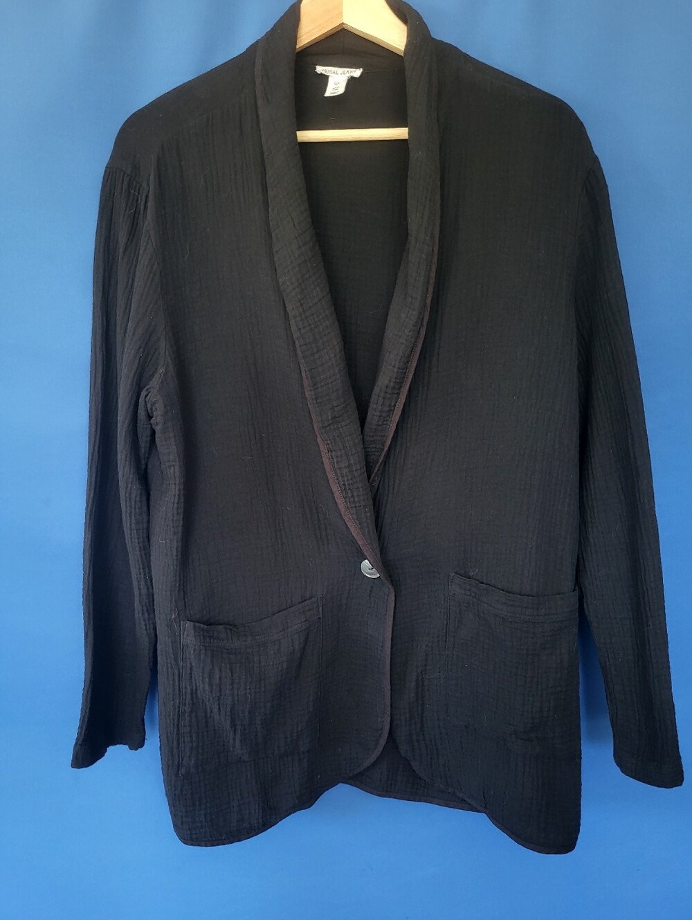 Tribal Jeans Large Black Cotton Gauze Blazer